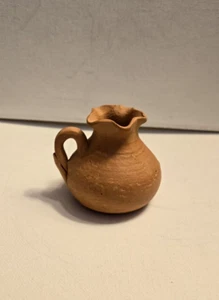 Estate Vintage Clay Pottery Vessel w/Applied handle Pinch Top - Picture 1 of 16
