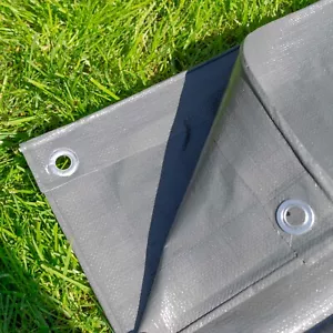 Tarpaulin heavy duty waterproof tarp/ground sheet/camping gray cover up sheet - Picture 1 of 7