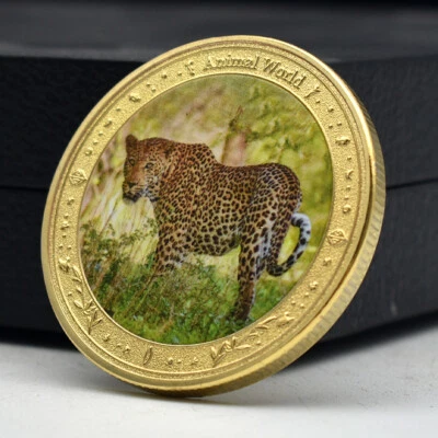 世界稀有动物豹金纪念币非洲金属工艺品礼物 — 第 1/4 张图片