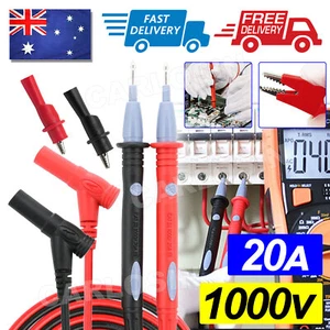 1000V 20A Digital Multimeter Test Lead Cable Probe Pen PVC Test Lead AUS - Picture 1 of 10