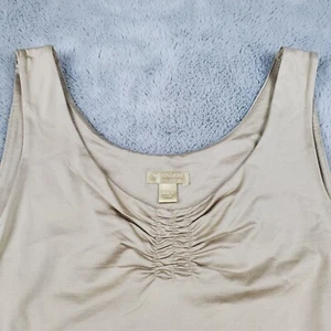 Nordstroms Silk Top Womens Sz L Beige Sleeveless Tank Ruched Bust Blouse - Picture 1 of 6