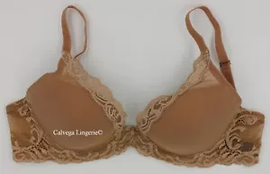 NWT Natori 730023 "Feathers" Contour Plunge Padded Mesh Bra, Beige ("Tan"), 32D - Picture 1 of 7