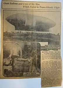 1910 Vintage Magazine Illustration Balloon Aviators Walter Wellman Jack Irwin - Picture 1 of 1