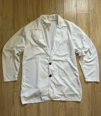 Men’s White Disco Polyester Blazer Jacket L/XL - Image 1 of 4