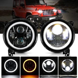 9" inch Round LED Headlights DRL Turn Signal for Jeep Wrangler JL JLU 2018-2025 - Picture 1 of 12