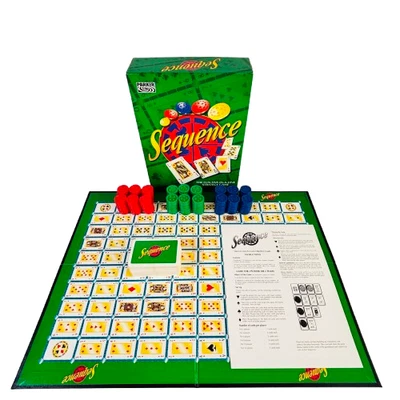 Sequence Five in a Line Strategy Board Card Game By Parker Games 1997 Vintage  - Image 1 of 4