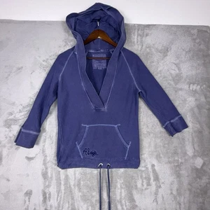 Vintage American Eagle Hoodie V Neck Women’s Size Medium Preppy Navy Blue Y2K - Picture 1 of 18