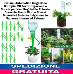20Pz Irrigazione a Goccia Automatic Con Bottiglia Nei Vasi x Piante Fiori Bonsai - Foto 1 di 15