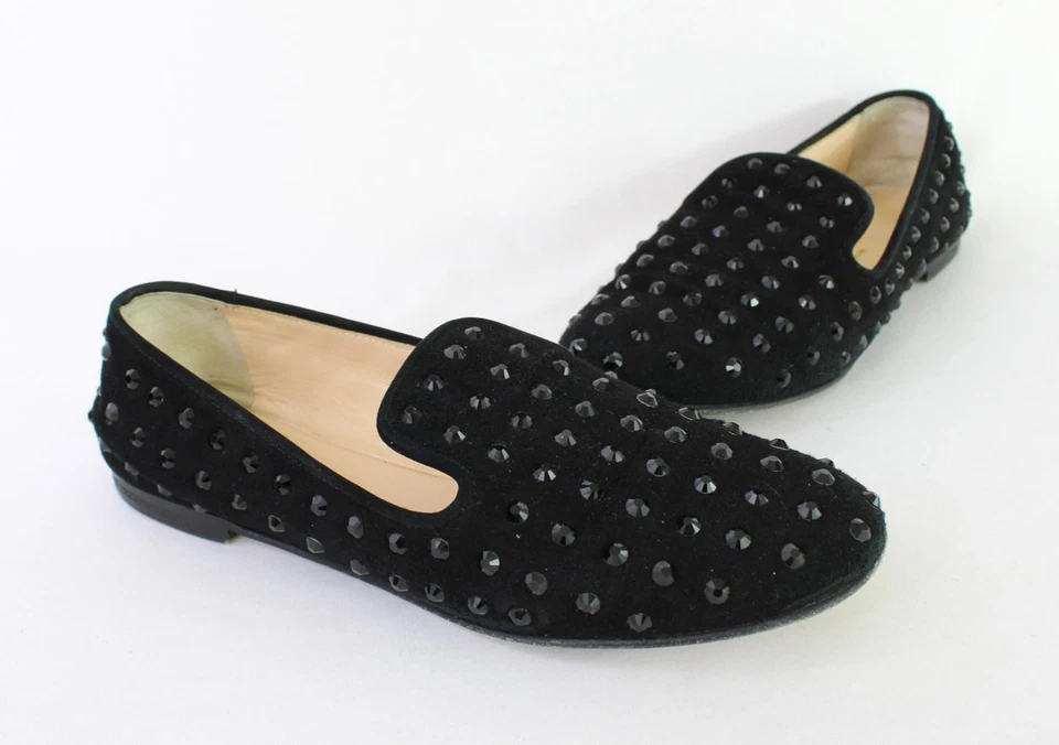 Zapato mocasín plano Giuseppe Zanotti para mujer negro gamuza con cuentas 37 1/2 EE. UU. 7,5 Foto 1 de 4