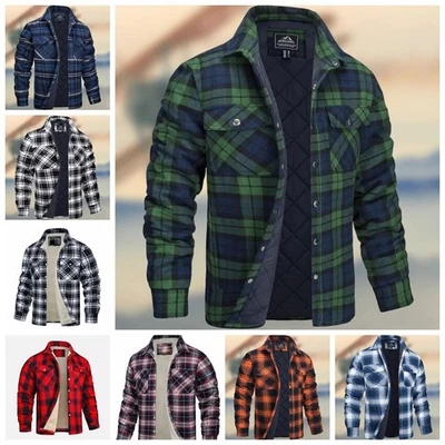 Herren Lumberjack Warm Plaid Arbeitsjacke Kapuze Karohemd Holzfällerhemd 2025 - Bild 1 von 4