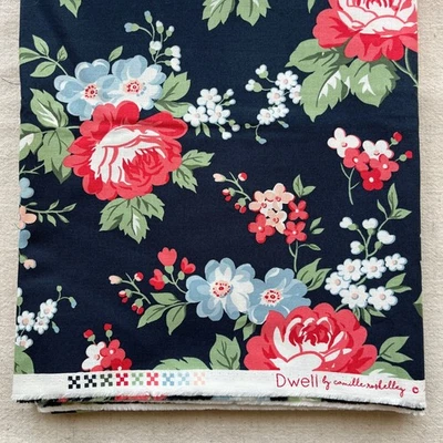 Dwell Fabric Cottage Floral on Navy 2 YARDS #55270 Camille Roskelly Moda Fabrics - Image 1 of 4