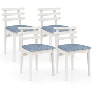 Dining Chairs Set of 4 w/ Rubber Wood Frame Padded Seat & Open Ladder Low Back - Picture 1 of 8