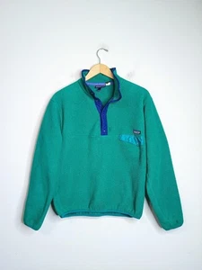 Vintage Patagonia Synchilla Snap-T Pullover Fleece Medium USA Green Purple 90's - Picture 1 of 7