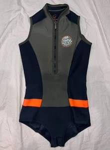 Rip Curl Damen G-Bomb ärmellos/Flügelärmel 1mm Springsuit Neoprenanzug 8 grün/schwarz - Bild 1 von 3