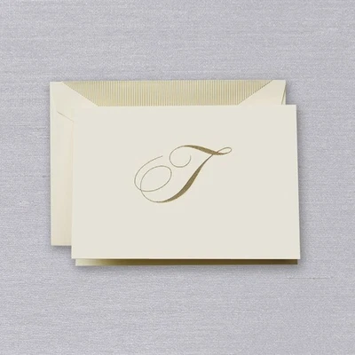 NEW Crane & Co Engraved T Initial Note Card Set 10pce - Image 1 of 2