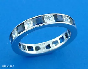 Anello in argento sterling 925 e zirconi taglio principessa con finitura oro bianco #1307S misura 7 - Foto 1 di 1
