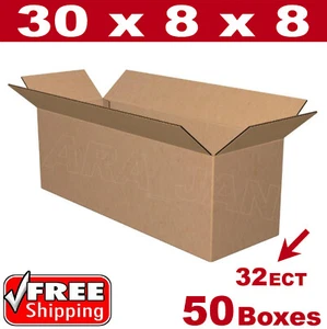 50 - 30x8x8 Cardboard Boxes Mailing Packing Shipping Box Corrugated Carton - Picture 1 of 1