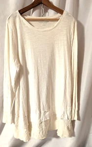 Top túnica con volantes de algodón crema Soft Surroundings talla 1X suave más manga larga - Imagen 1 de 9