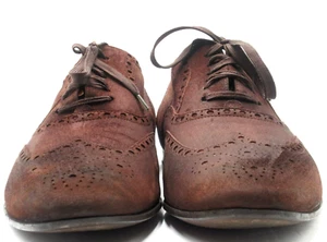 Men's Gucci Distressed Dark Brown Suede Wingtips Size 43 EUR, 10 UK, 10.5 D USA - Picture 1 of 11