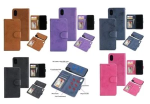 IPhone X  leather wallet case detachable magnetic phone holder in 5 colours - Bild 1 von 14