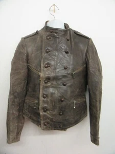 VINTAGE 20'S GERMAN LEATHER CYCLIST LUFTWAFFE JACKET SIZE UK XS - Picture 1 of 23