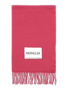 Moncler Logo Scarf 100% Wool Magenta New - Picture 1 of 4