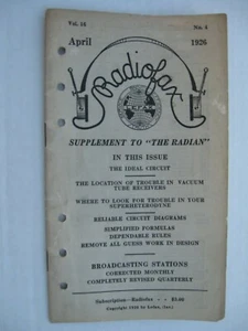 Radiofax - Vintage April 1926 Radian Supplement Booklet - Alte Funktechnik - Bild 1 von 2