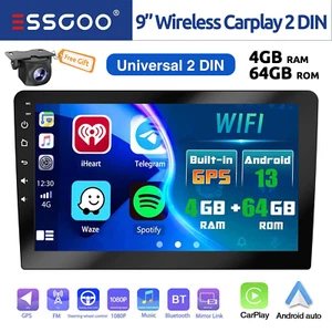 Unidad principal 2 DIN inalámbrica CarPlay estéreo para automóvil Android 13 FM/RDS GPS NAVEGACIÓN 4+64G + AHD - Imagen 1 de 14
