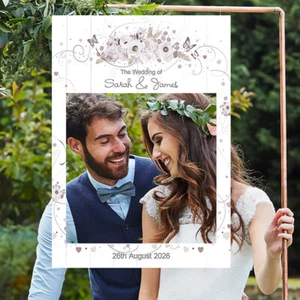 Personalised Wedding Selfie Frame Selfie Sign Vintage Roses Photo Frame 1609 - Picture 1 of 2