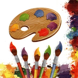 Serviettes en papier peinture pinceaux palette artiste. Paper napkins paint - Imagen 1 de 1