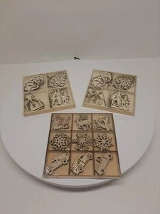 NEW Holiday Time Wooden MINI Ornaments Christmas Painting Winter Lot Of 3 D2 - Imagen 1 de 9