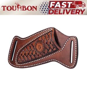 Tourbon Leather Engraved Pancake Fixed Blade Knife Sheath Belt Case Knives Cover - Picture 1 of 24