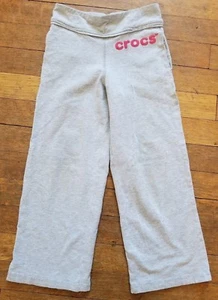 CROCS Girls Sz 5 Yoga Athletic Pants Gray Pink Jogger Sweatpants - Picture 1 of 3