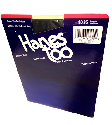 Sandalia Hanes Too Sheer Nylons Talla AB Azul Marino Oscuro Control Top Estilo 137 Foto 1 de 4