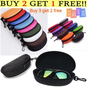 1xPortable Zipper Eye Glasses Sunglasses Hard Case Box Protector Large Hold Gift - Picture 1 of 32