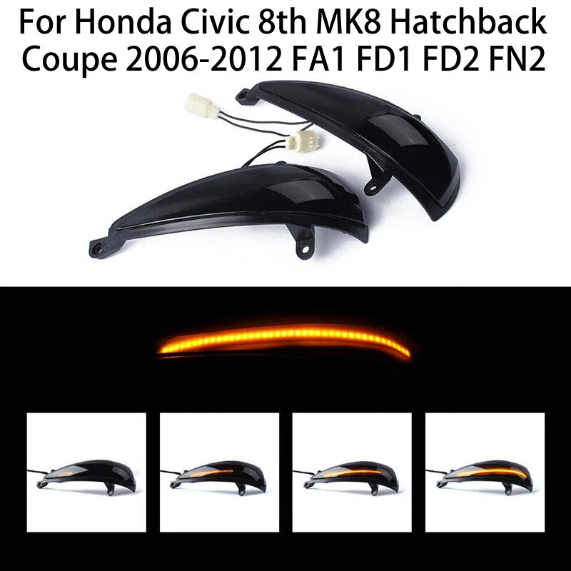 Luz intermitente LED dinámica intermitente espejo retrovisor lateral para Honda Civic 8º 2005-2012 Foto 1 de 4