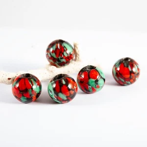 5x Glasperlen indische Glas Perlen 18-20mm Mosaik Handarbeit GlitzerInsel 00978 - Bild 1 von 4