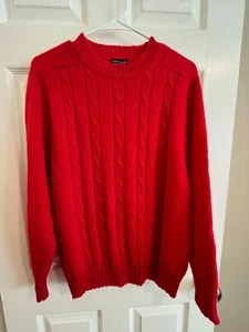 Vintage Pierre Cardin Red Cable Knit Sweater - 100% Shetland Wool, Size M - Picture 1 of 8