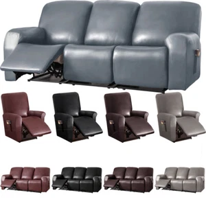 PU Leather Recliner Sofa Covers Waterproof Stretch Slipcover Furniture Protector - Picture 1 of 31