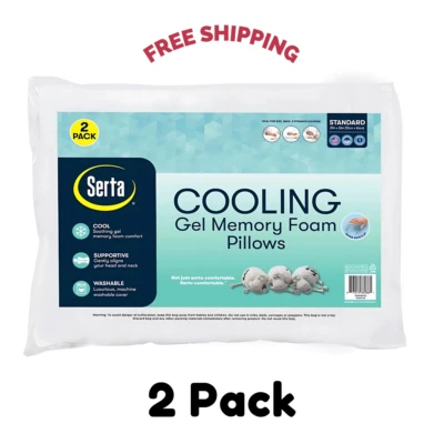 Paquete de 2 almohadas de gel de espuma viscoelástica para cama Serta Foto 1 de 4
