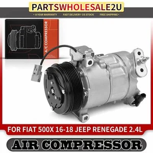A/C Compressor w/ Clutch for Jeep Renegade 2015-2021 Fiat 500X 2016 2017 2018 - Picture 1 of 11