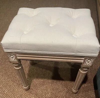 Upholstered Bench Footstool, Beige. Stool, New. Solid Wood construction, 15 X 12 - Image 1 of 4