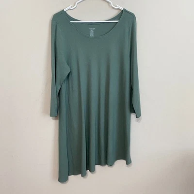 Top Joan Vass Studio Mujer Verde 1X Manga Larga Elastizado Modal Mezcla Algodón Foto 1 de 4