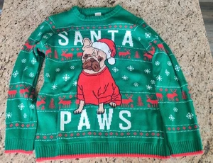 Holiday Time Ugly Christmas Sweater Women's XXL 18 Santa Paws Dog - Picture 1 of 3