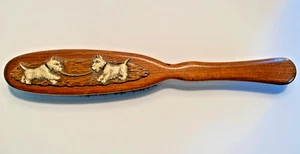 Vintage Lint Brush Walnut with Celluloid Scottie Dogs 13 Inches - Picture 1 of 5