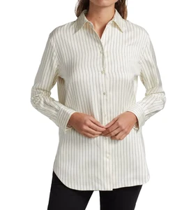 Loro Piana Cam Idelle Striped Shirt Size 42 Retail $1710 - Picture 1 of 8