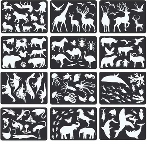 12PCS Animal Plastic Stencils Reusable Journaling Drawing Template for... - Picture 1 of 6