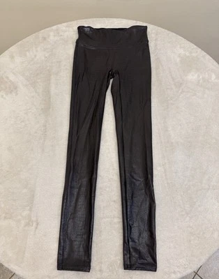 Spanx Womens Brown Snake Skin Pattern Faux Leather Mid Rise Leggings SMALL - Image 1 of 4