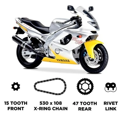Kit de cadena y piñón de alta resistencia DID para Yamaha YZF 600 R Thundercat 96-03 Foto 1 de 4