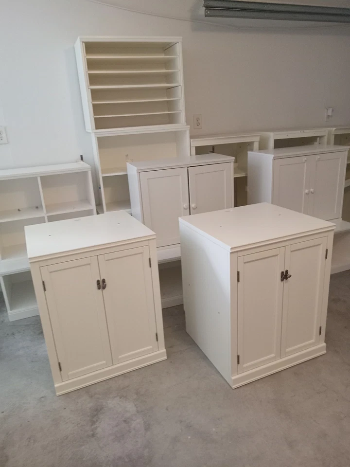 White Pottery Barn Logan Cabinet Base and Shelves Set of 4 - Image 1 of 4